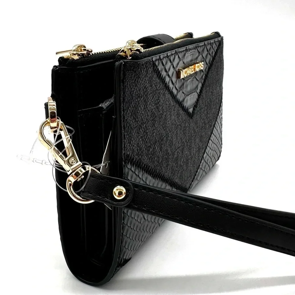 Michael Kors Large Double Zip Wallet Wristlet Black Multi
